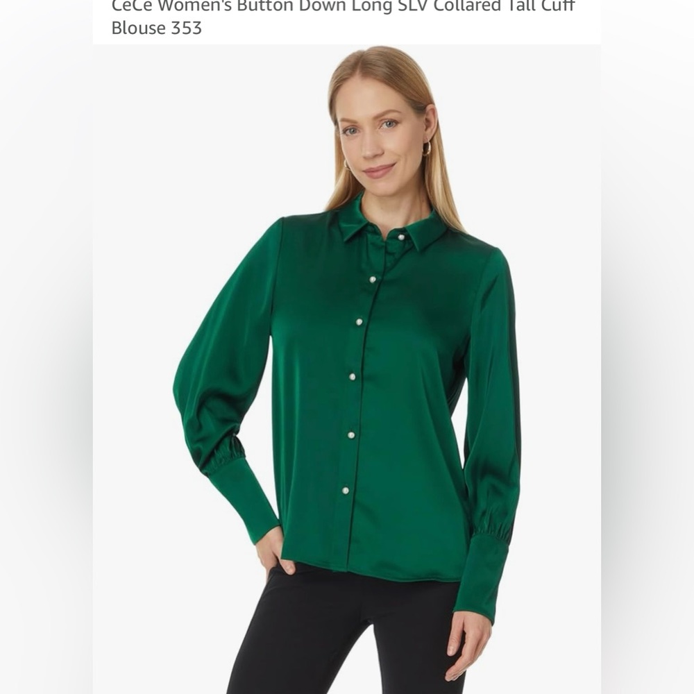 CeCe Women's Button Down Long SLV Collared Tall Cuff Blouse 353